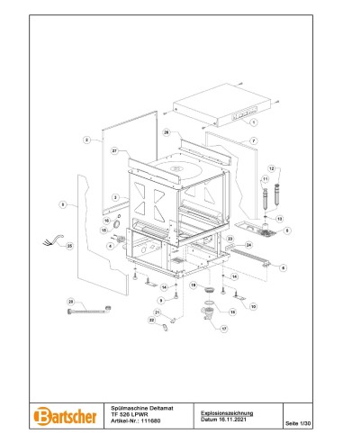 Pièces détachées pour Lave-vaisselle US P500 LPWR marque Bartsher 