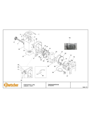 Pièces détachées pour Machine pâtes 1,5kg marque Bartsher 