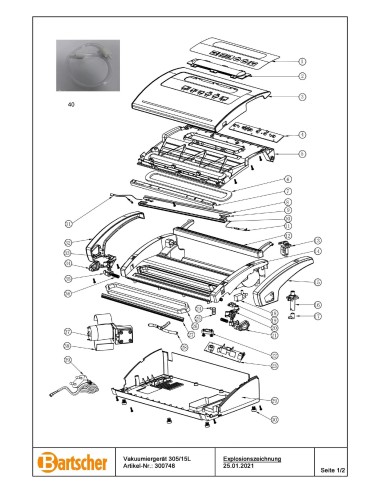 Pièces détachées pour Machine sous vide 305/15L marque Bartsher 