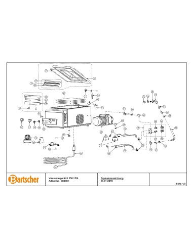 Pièces détachées pour Machine sous vide K 250/150L marque Bartsher 