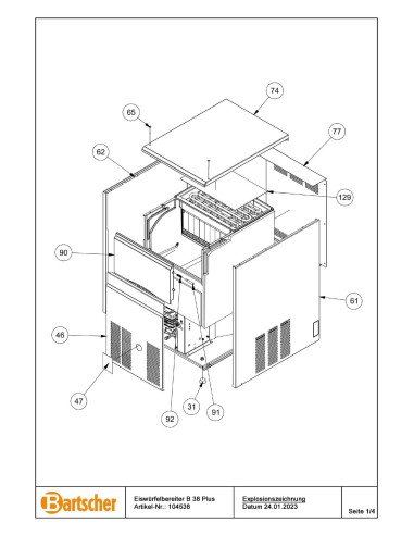 Pièces détachées pour Machine à glaçons B 38 Plus marque Bartsher 