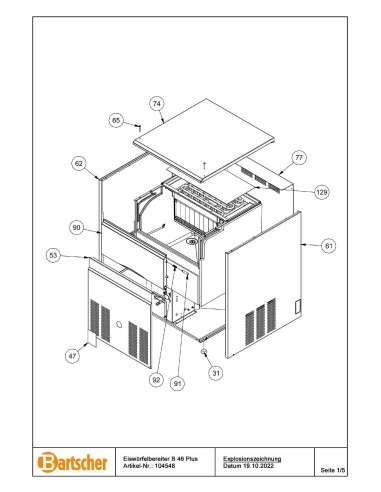 Pièces détachées pour Machine à glaçons B 46 Plus marque Bartsher 