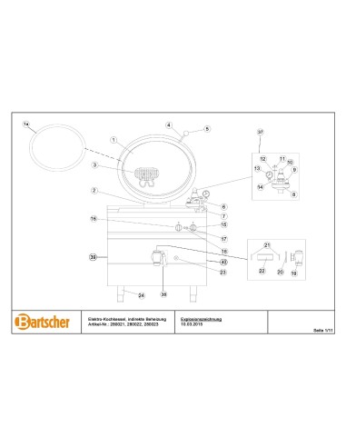 Pièces détachées pour Marmite E220L marque Bartsher 