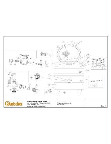 Pièces détachées pour Marmite gaz, 135L marque Bartsher 