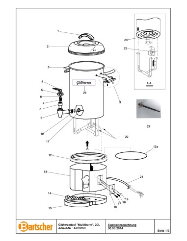 Pièces détachées pour Marmite VC "Multitherm", 20L marque Bartsher 