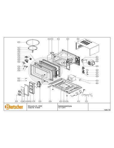 Pièces détachées pour Micro-ondes 23L, 900W marque Bartsher 