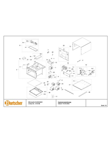 Pièces détachées pour Micro-ondes MJ26A6091 marque Bartsher 