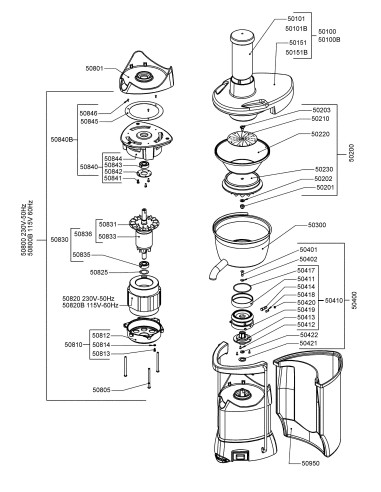 Pièces détachées pour Extracteur "Santos Juicer" - 1