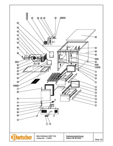 Pièces détachées pour Mini table réfrigérée 900T1S2 marque Bartsher 