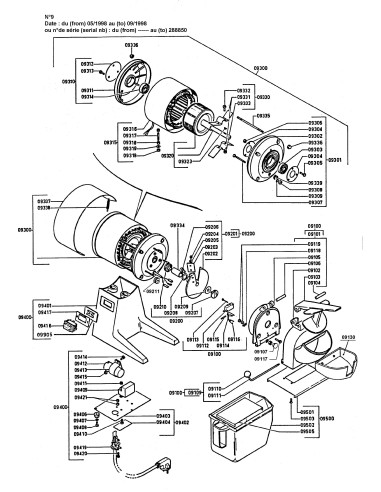 Pièces détachées pour Broyeur à glaçons - De mai 1998 à septembre 1998 - N° de série Avant 288850