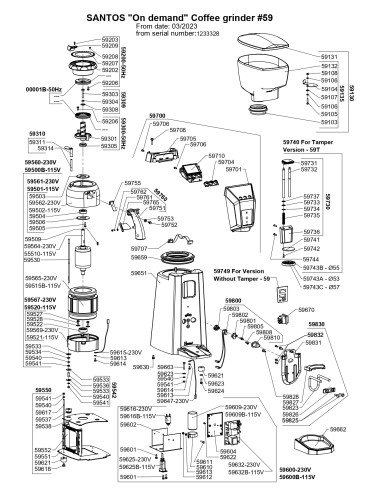 Pièces détachées pour Moulin à café "On-demand" - Après mars 2023 - N° de série Après 1233328