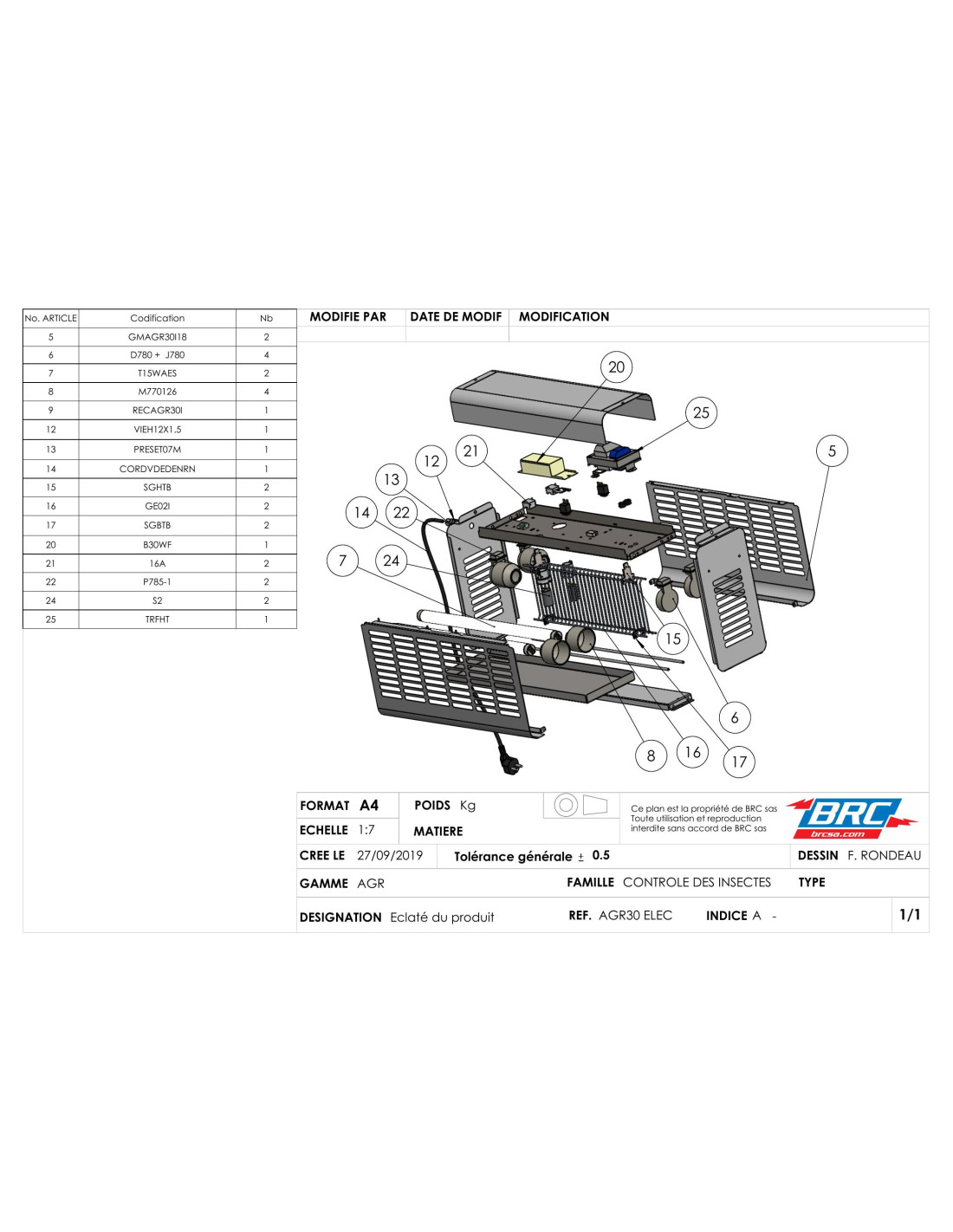 Pièces détachées pour Désinsectiseur électrique LED AGR14 IP21 Inox 304 ...