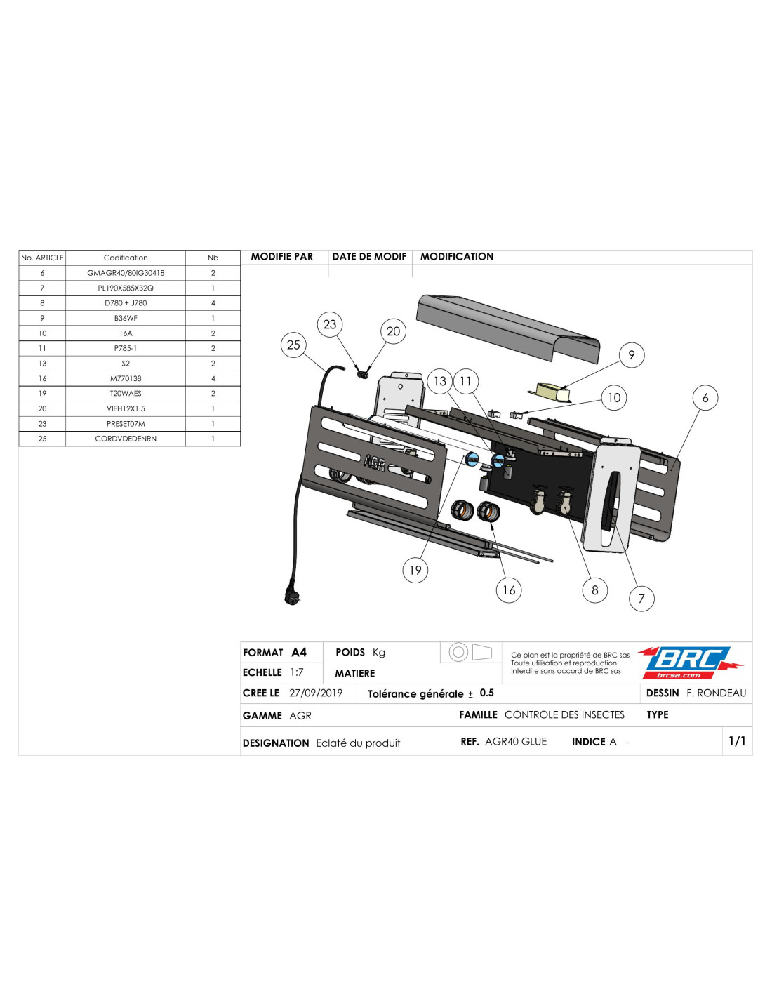 Pièces détachées pour Désinsectiseur Glu LED AGR18 IP21 Inox 304 2x9W ...