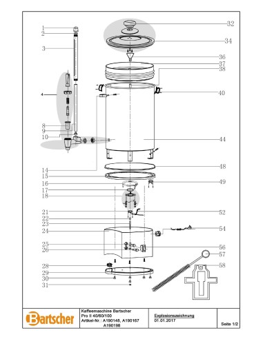 Pièces détachées pour Percolateur à café Bartscher PRO II 40 marque Bartsher 