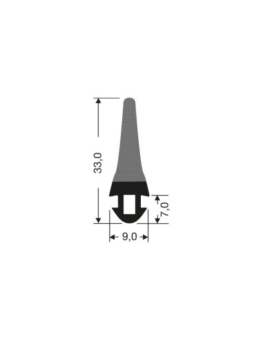 Joint en caoutch. a clipser 3x34mm pour portes battantes JCR-0170 - Linum 