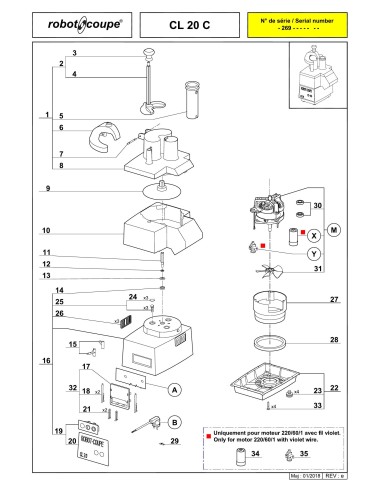 Pièces détachées pour Coupe-légumes CL 20 C - Robot Coupe 