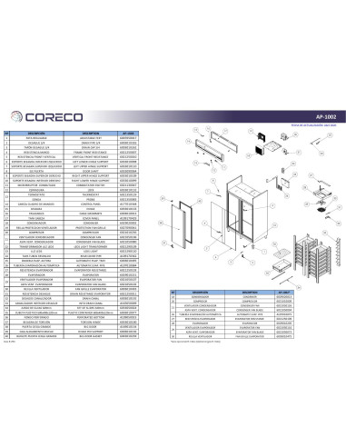 Pièces détachées CORECO AP-1002 (2020) Annee 202004- 