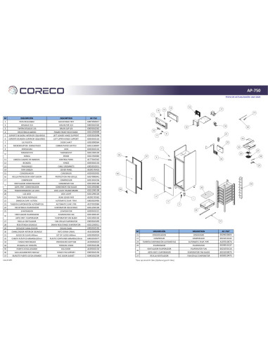 Pièces détachées CORECO AP-750 (2020) Annee 202004- 