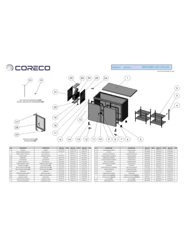 Pièces détachées CORECO SBIEP-120 Annee 202003- 