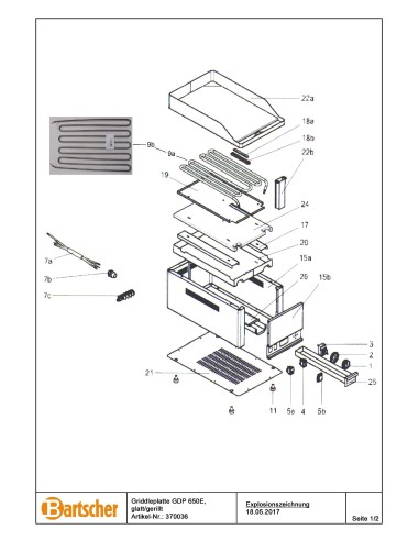 Pièces détachées pour Plancha GDP 650E-GR marque Bartsher 