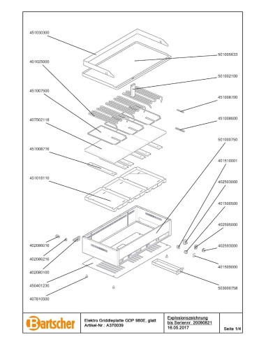 Pièces détachées pour Plancha GDP 980E-G marque Bartsher 