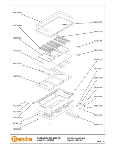 Pièces détachées pour Plancha GDP 980E-GR marque Bartsher 