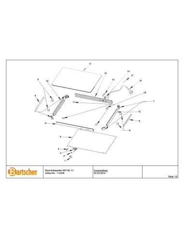 Pièces détachées pour Plaque chauffante WP150 1/1 marque Bartsher 