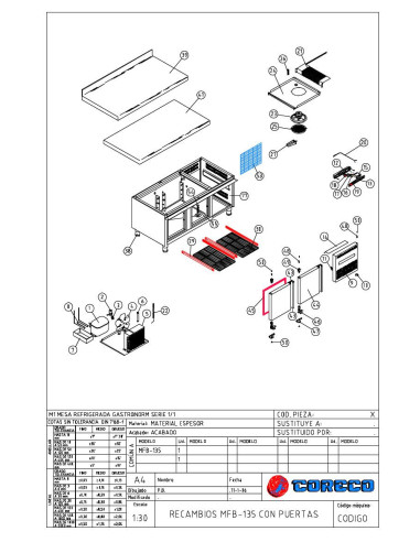 Pièces détachées CORECO MFB 135 CON PUERTAS Annee 2006 