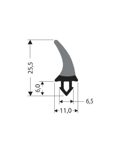 Joint en caoutchouc a clipser noir pour porte a tambour JCR-0360 - Linum 