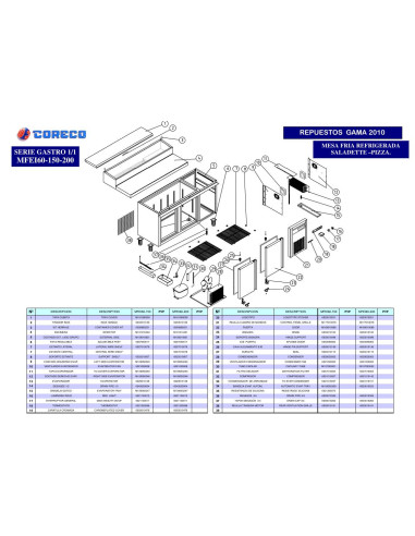 Pièces détachées CORECO MFEI60 200 Annee 2010 