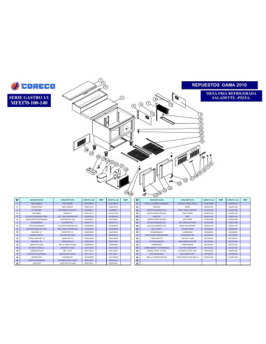 Pièces détachées CORECO MFEI70 140 Annee 2010 