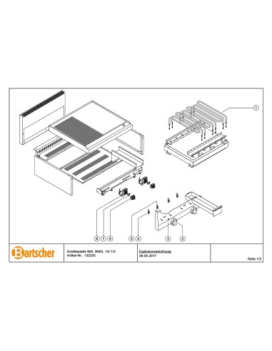 Pièces détachées pour Plaque grill 600, B600, 1/2-1/2 marque Bartsher 