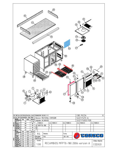 Pièces détachées CORECO MFP70 180 Annee 2006 