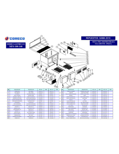 Pièces détachées CORECO MFS 140 Annee 2010 