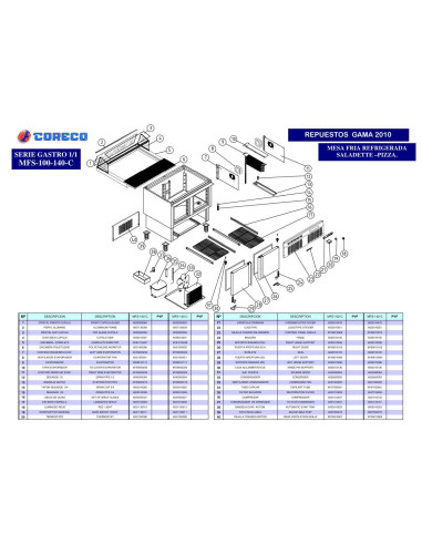 Pièces détachées CORECO MFS 140C Annee 2010 