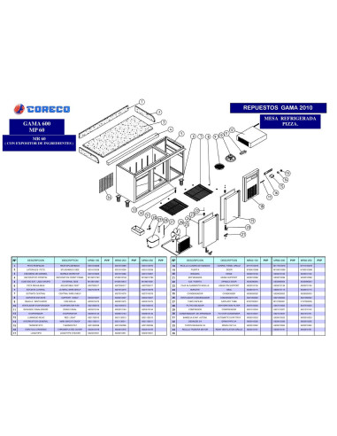Pièces détachées CORECO MR60 200 Annee 2010 