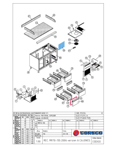 Pièces détachées CORECO MR70 135 CAJONES Annee 2006 