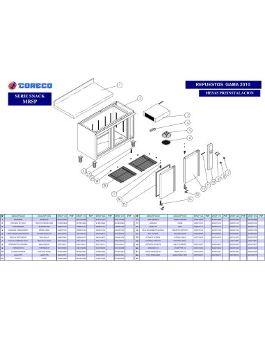 Pièces détachées CORECO MRSP 120 Annee 2010 