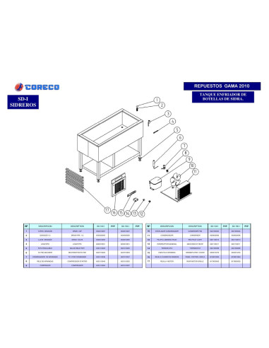 Pièces détachées CORECO SD 150I Annee 2010 