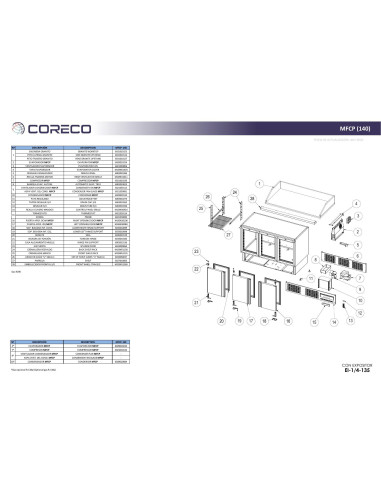 Pièces détachées CORECO MFCP-140 Annee 202004- 