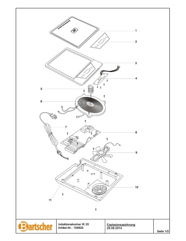 Pièces détachées pour Plaque à induction IK 20 marque Bartsher 