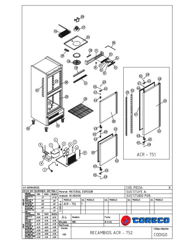 Pièces détachées CORECO ACR 752 Annee 2006 