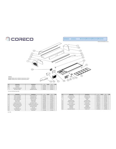 Pièces détachées CORECO BCLD-6 Annee 202003- 