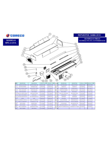 Pièces détachées CORECO BPLA 8I Annee 2010 