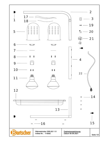 Pièces détachées pour Pont chauffant I2WL552 1/1 marque Bartsher 