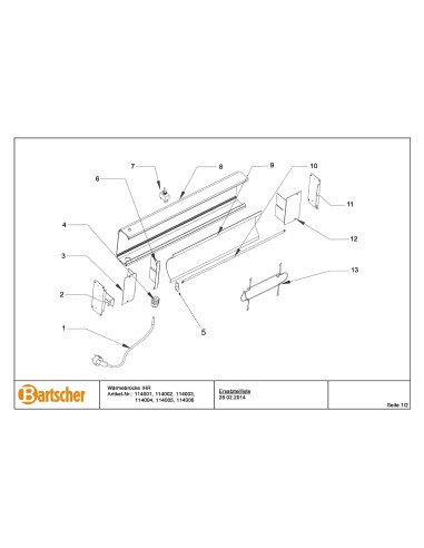 Pièces détachées pour Pont chauffant IHR950 marque Bartsher 