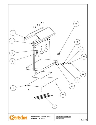 Pièces détachées pour Pont chauffant TR I3WL1350 marque Bartsher 