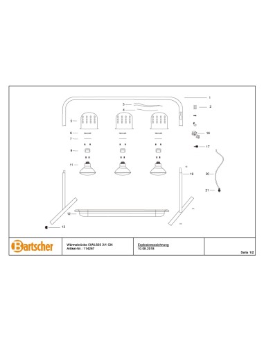 Pièces détachées pour Pont thermique I3WL820 2/1 GN marque Bartsher 