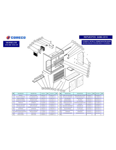 Pièces détachées CORECO EM 100I Annee 2010 