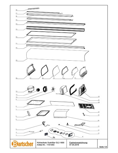 Pièces détachées pour Présentoir réfrigéré SushiBar GL2-1800 marque Bartsher 